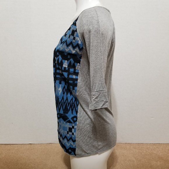 Dolan top XS Lamai southwest tribal Aztec embroidered boho stretch Anthropologie - Picture 2 of 13